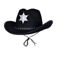Sombrero Vaquero Disfraz Sheriff Color Negro