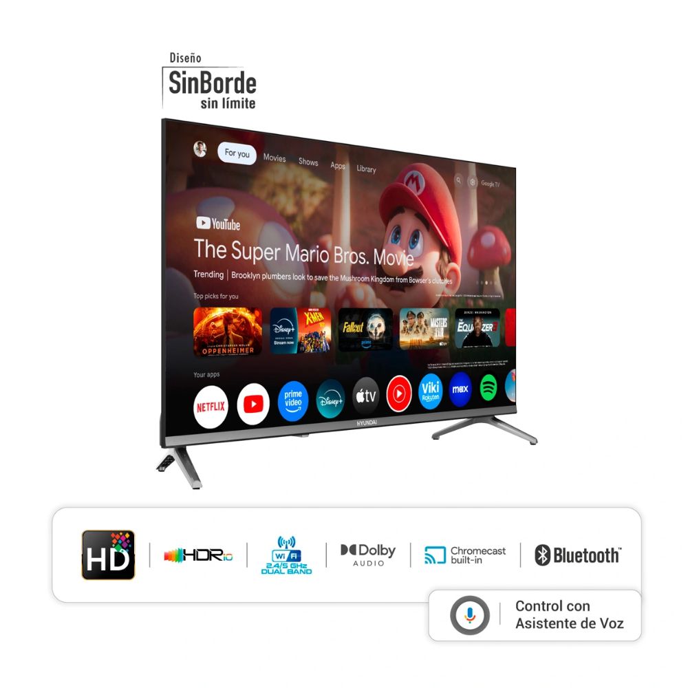 TELEVISOR HYUNDAI QLED 32""HD SMART GOOGLE TV HYLED3259QG-NEGRO