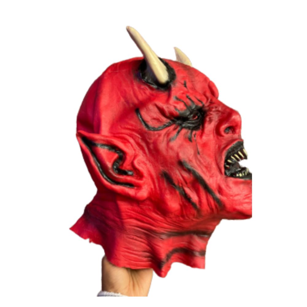 Máscara de Latéx Diablo Rojo con Cuernos