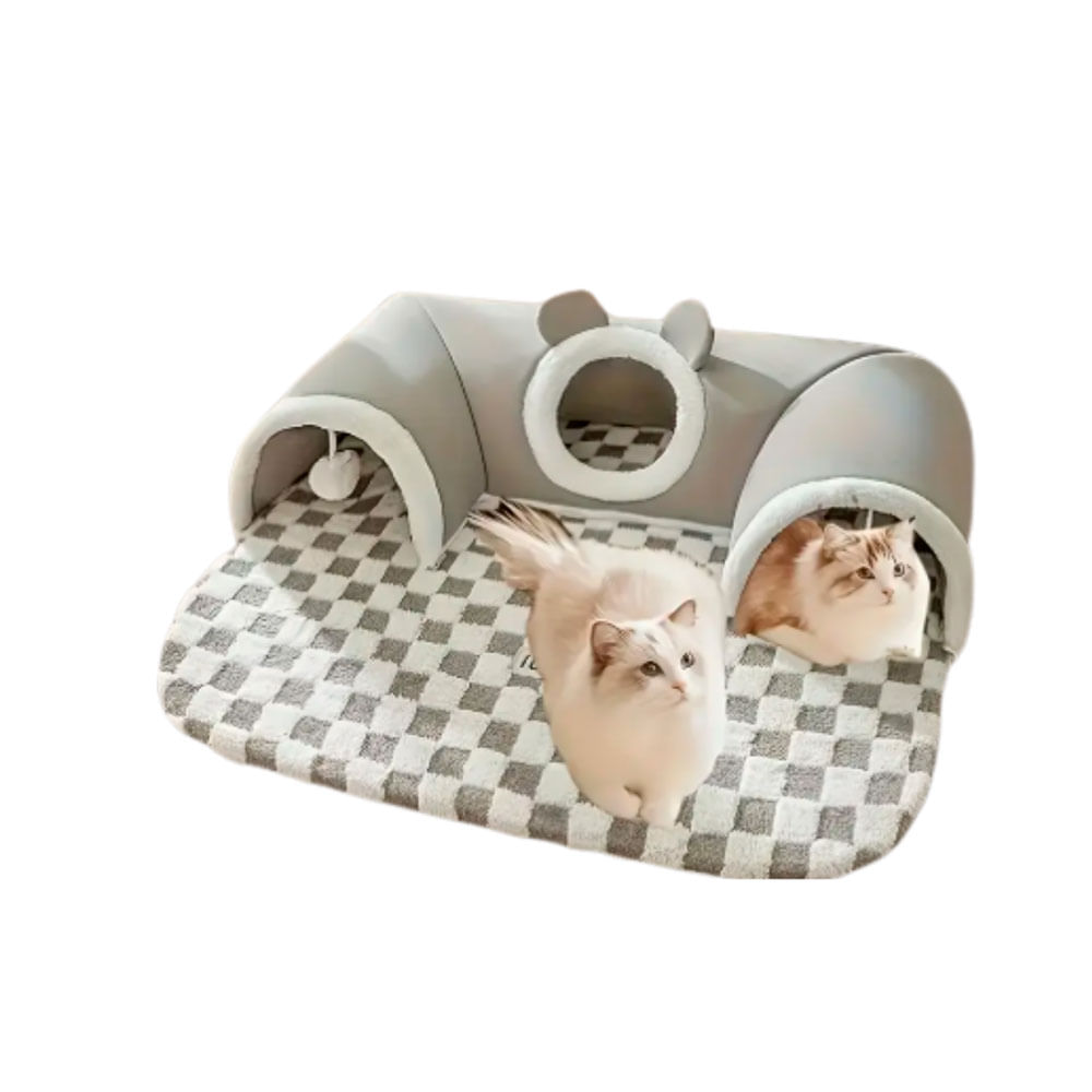 Cama de gato con diseño de tunel de juegos