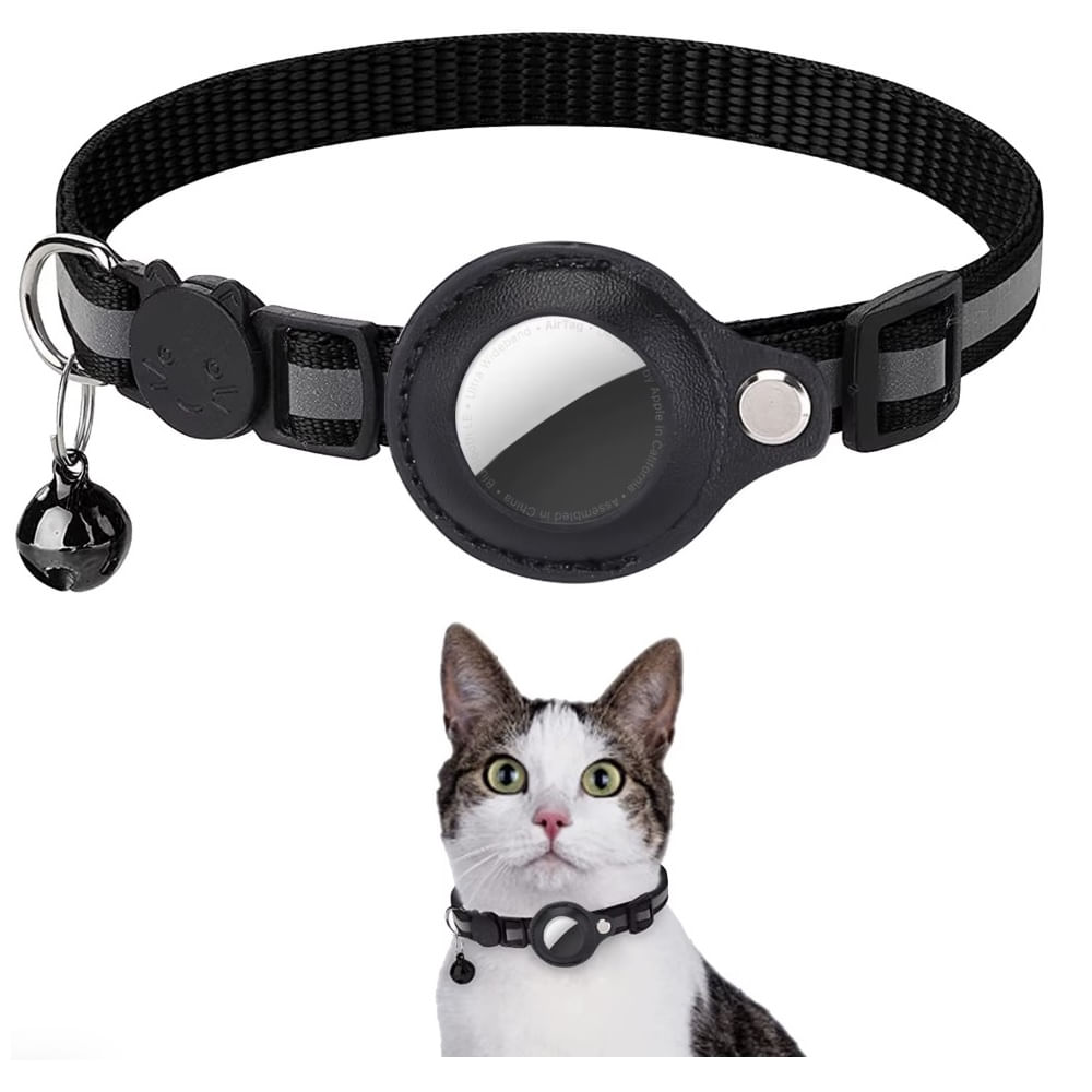 Collar Con Airtag Gps Incluido Gato Bluetooth para IOS Negro