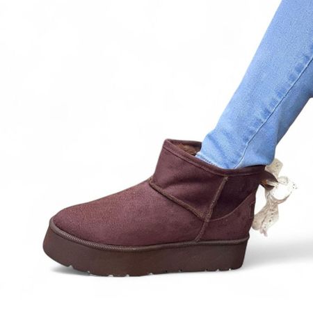 Botin Mujer Vegetha Peluche Interno 1299 5C-55 Color Marron Talla 36