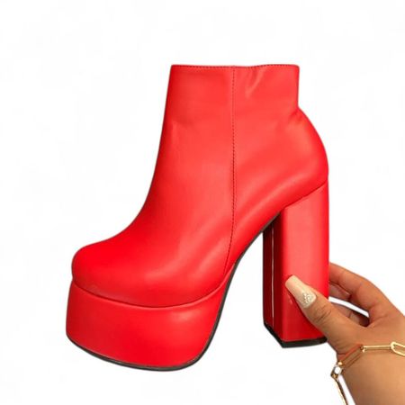 Botin Mujer Taco 15 Fiesta 1299 5C-75 Color Rojo Talla 36