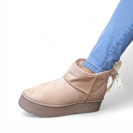 Botin Mujer Vegetha Peluche Interno 1299 5C-55 Color Beige Talla 35