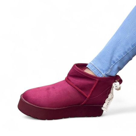 Botin Mujer Vegetha Peluche Interno 1299 5C-55 Color Vino Talla 39