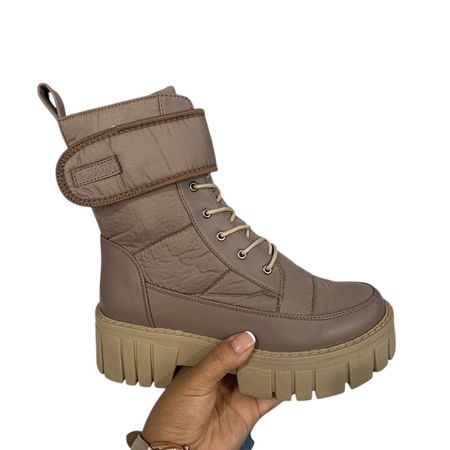 Botin Mujer Termico Acolchado 1299 5C-55 Color Beige Talla 35