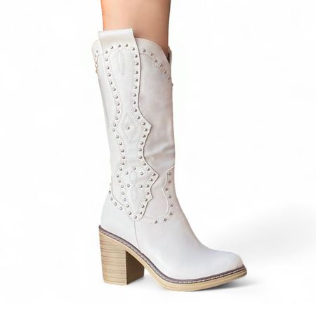 Bota Mujer Texana Perlas 1299 5C-95 Color Perla Talla 37