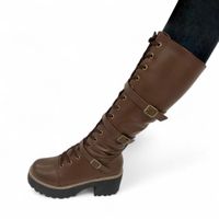 Bota Mujer Warrior 3 Hebilllas Taco 5 1299 5C-75 Color Marron