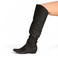 Bota Mujer Taco Incorporado 3 Gamuza 1299 5C-68 Color Negro