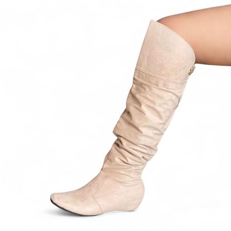 Bota Mujer Taco Incorporado 3 Gamuza 1299 5C-68 Color Beige Talla 37