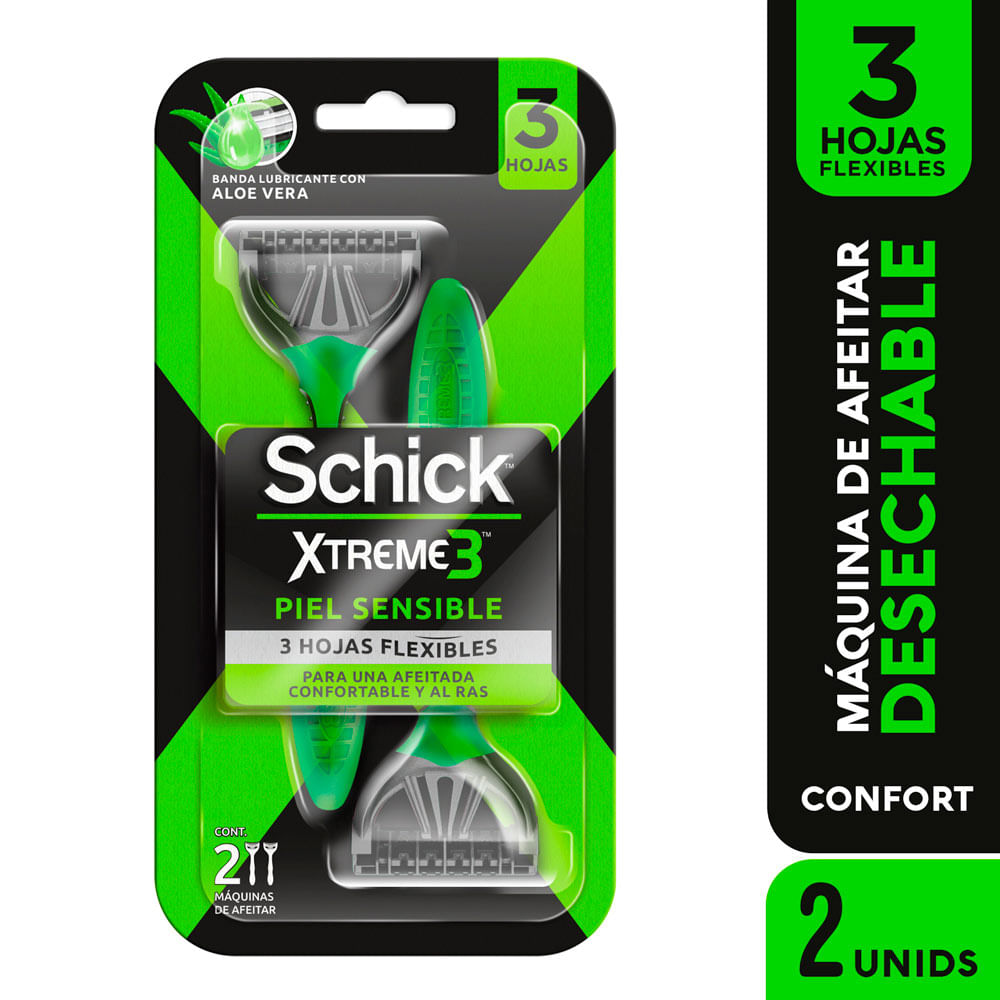 Máquina de Afeitar SCHICK Xtreme 3 Piel Sensible Paquete 2un