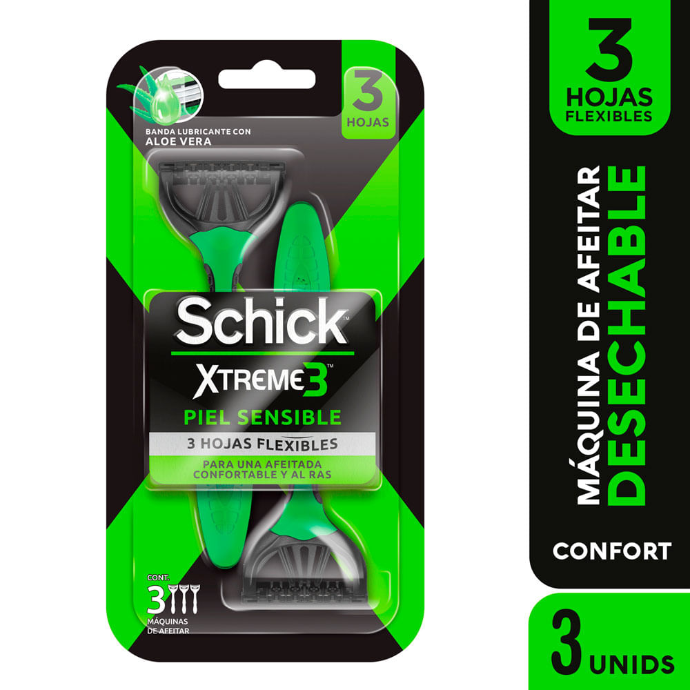 Máquina de Afeitar SCHICK Xtreme3 Piel Sensible Paquete 3un
