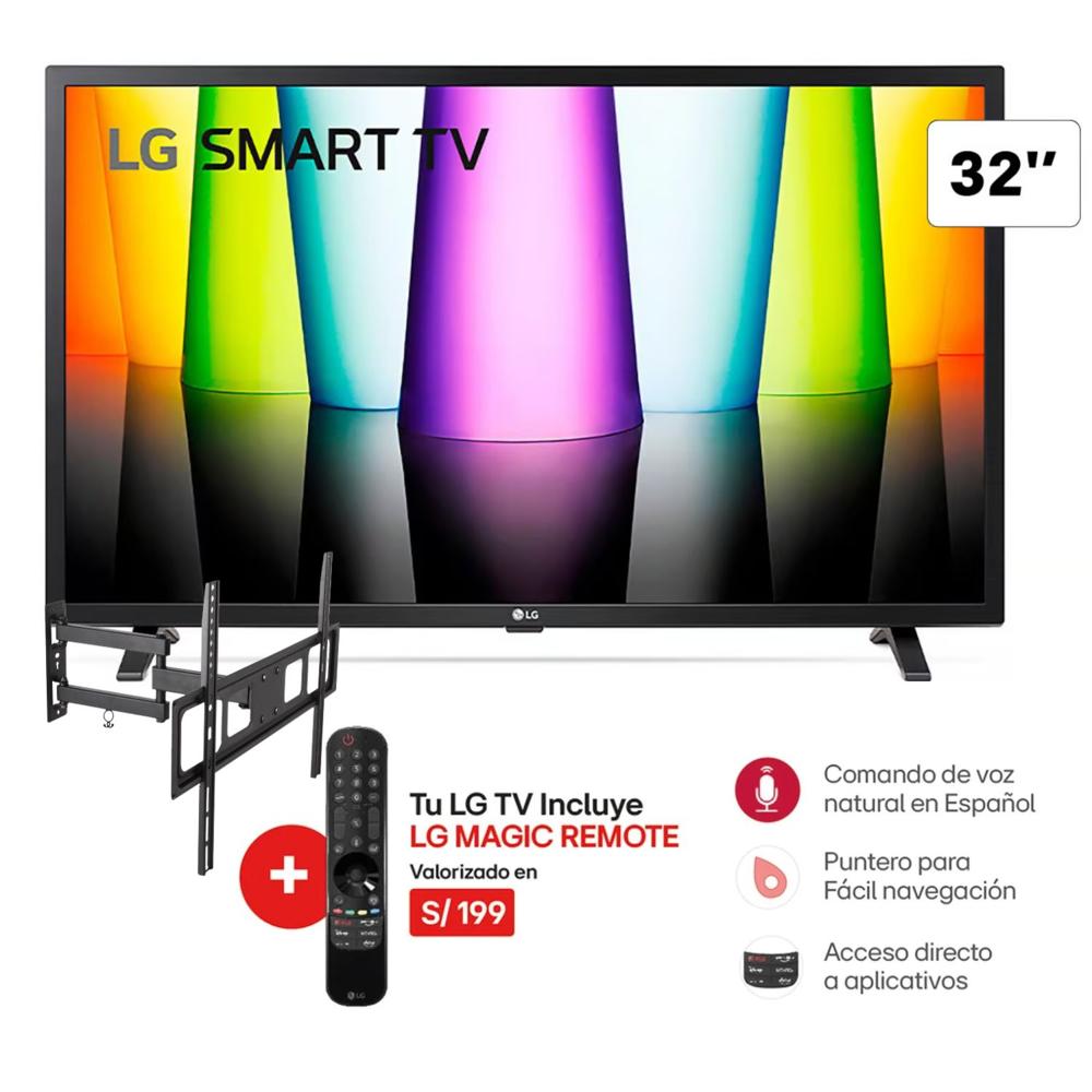 Televisor LG 32 HD Smart TV webOS22 HDR 32LQ600BPSA + Rack Giratorio