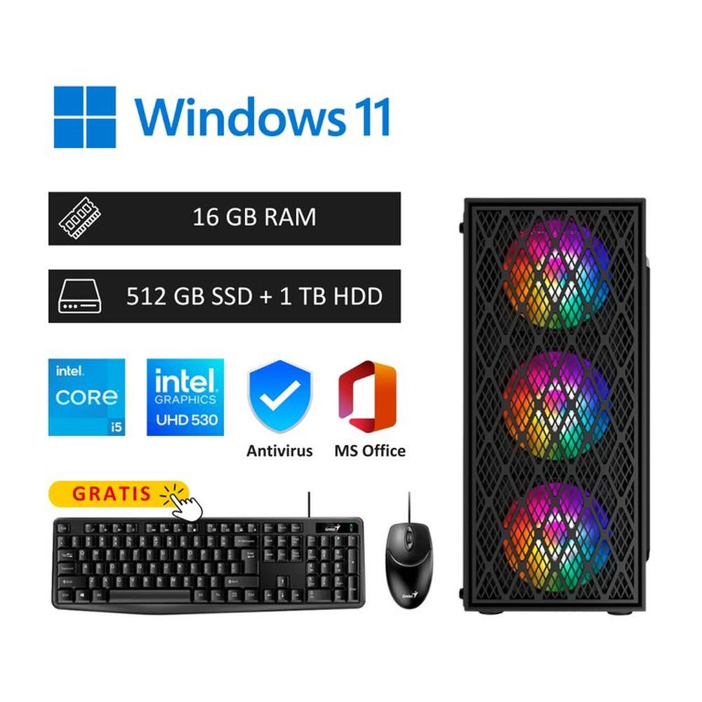 Computadora PC Intel Core i5 7ma 16GB RAM - 512GB SSD + 1TB HDD