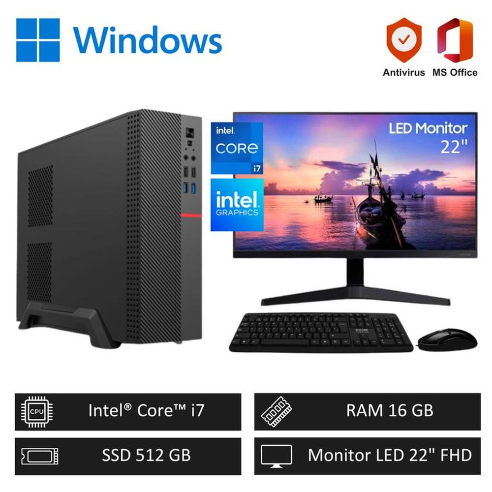 Computadora PC Intel Core i7 3´80GHz 16GB RAM - SSD 512GB + Monitor 22´´ FHD