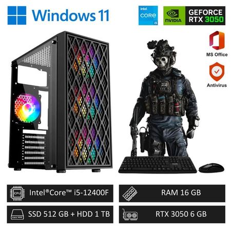 Computadora PC Gamer Core i5 12Th 440GHz - 16GB RAM 512GBSSD+1TB HDD - RTX 3050