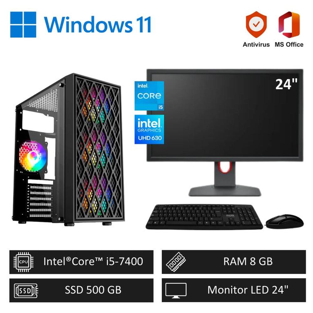 Computadora PC Intel Core i5 - 8GB RAM - 500GB SSD + Monitor LED 24 pulg