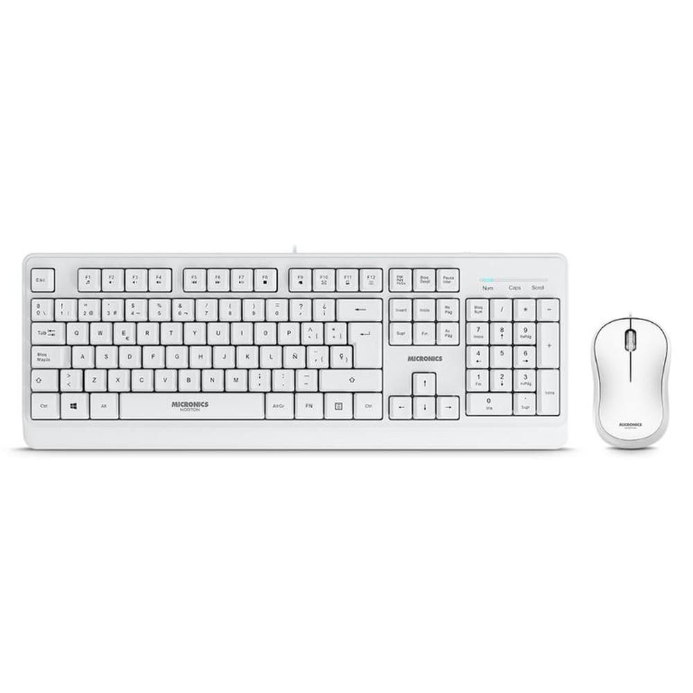 Teclado y Mouse USB - Kit Norton MIC T100W - Color Blanco - Micronics