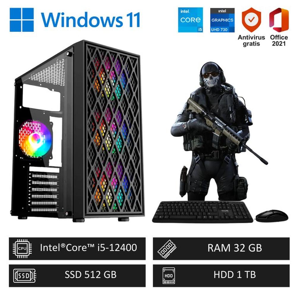COMPUTADORA PC GAMER INTEL CORE I5-12400 32GB RAM 512GB SSD + 1TB HDD