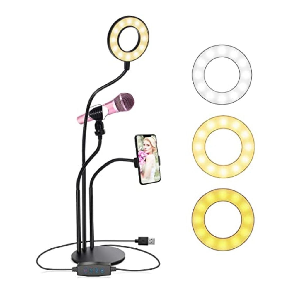 Aro De Luz Led 3 En 1 Con Soporte Para Celular Y Micrófono