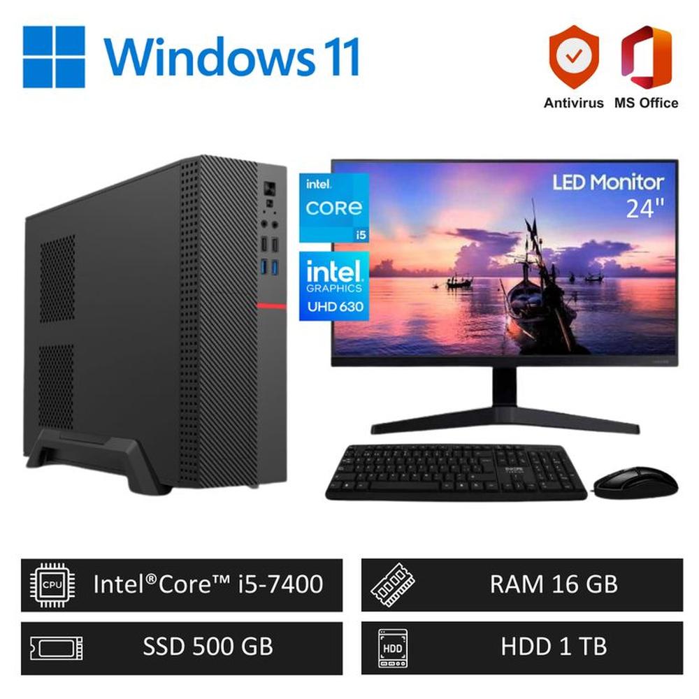 Computadora PC Intel Core i5 16GB RAM 500GB SSD 1TB HDD + Monitor LED 24 pulg
