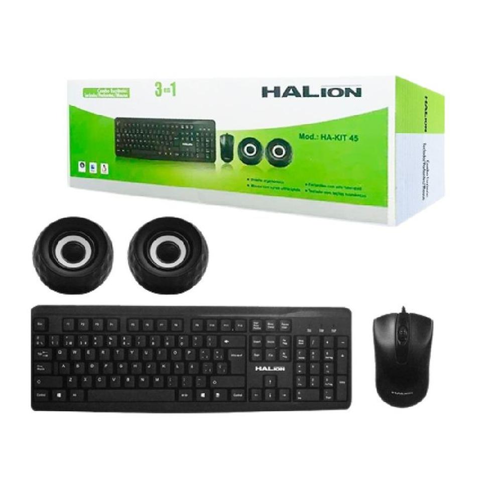 Combo Kit 3 En 1 Teclado Mouse Y Parlantes Halion Usb Ha-kit45