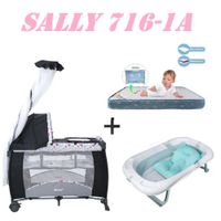 Cuna Sally 716-1A Tina Azul Colchon Rosa -Azul