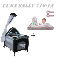 Cuna Corral Sally 716-1A Colchon Gris-Rosa