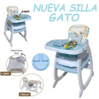 Nueva Silla Carpeta con Plato Gato 3 en 1-Celeste