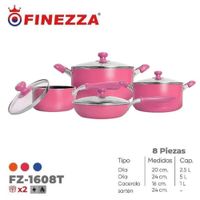 Juego de ollas antiadherentes de 8 pzas. FZ-1608T-Rosa