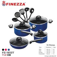 Juego de ollas antiadherentes de 13 pzs FZ-1612T -Azul