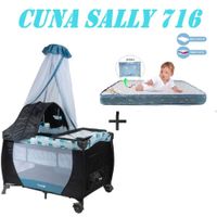 Nueva Cuna Corral Sally 716 Colchon Azul -Azul
