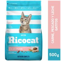 Alimento para Gato RICOCAT Gatito Sabor Carne Pescado y Leche Bolsa 500g