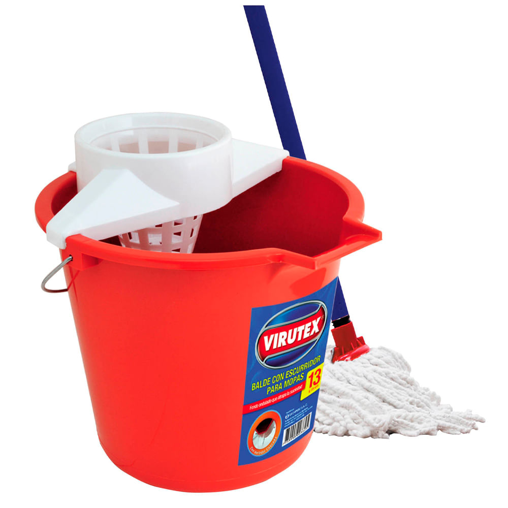 Balde VIRUTEX con Escurridor 13lt + Mopa 200