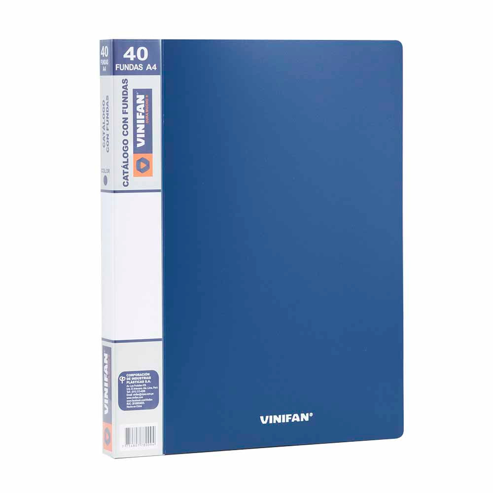 Catálogo con Fundas VINIFAN A4 Color Azul 40un