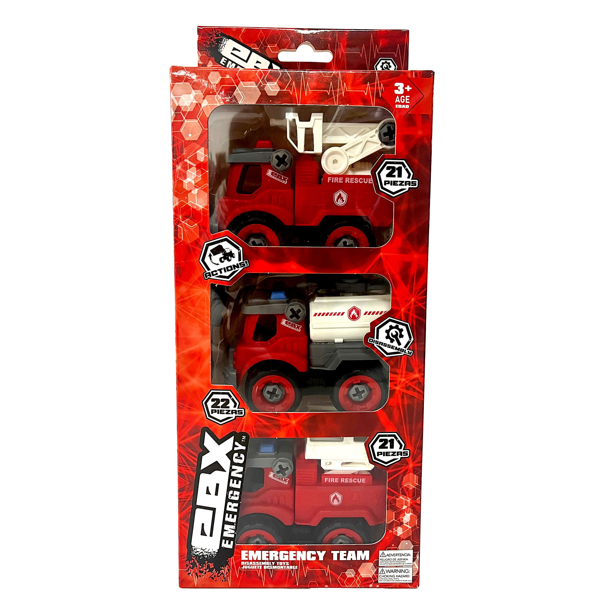 Carro Policia/Bombero Packx3 EBX LY045C/046E 12cm