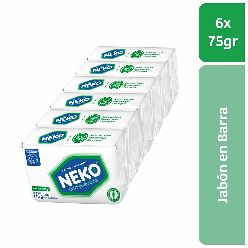 Jabón en Barra Antibacterial NEKO Extra Protección Paquete 6un