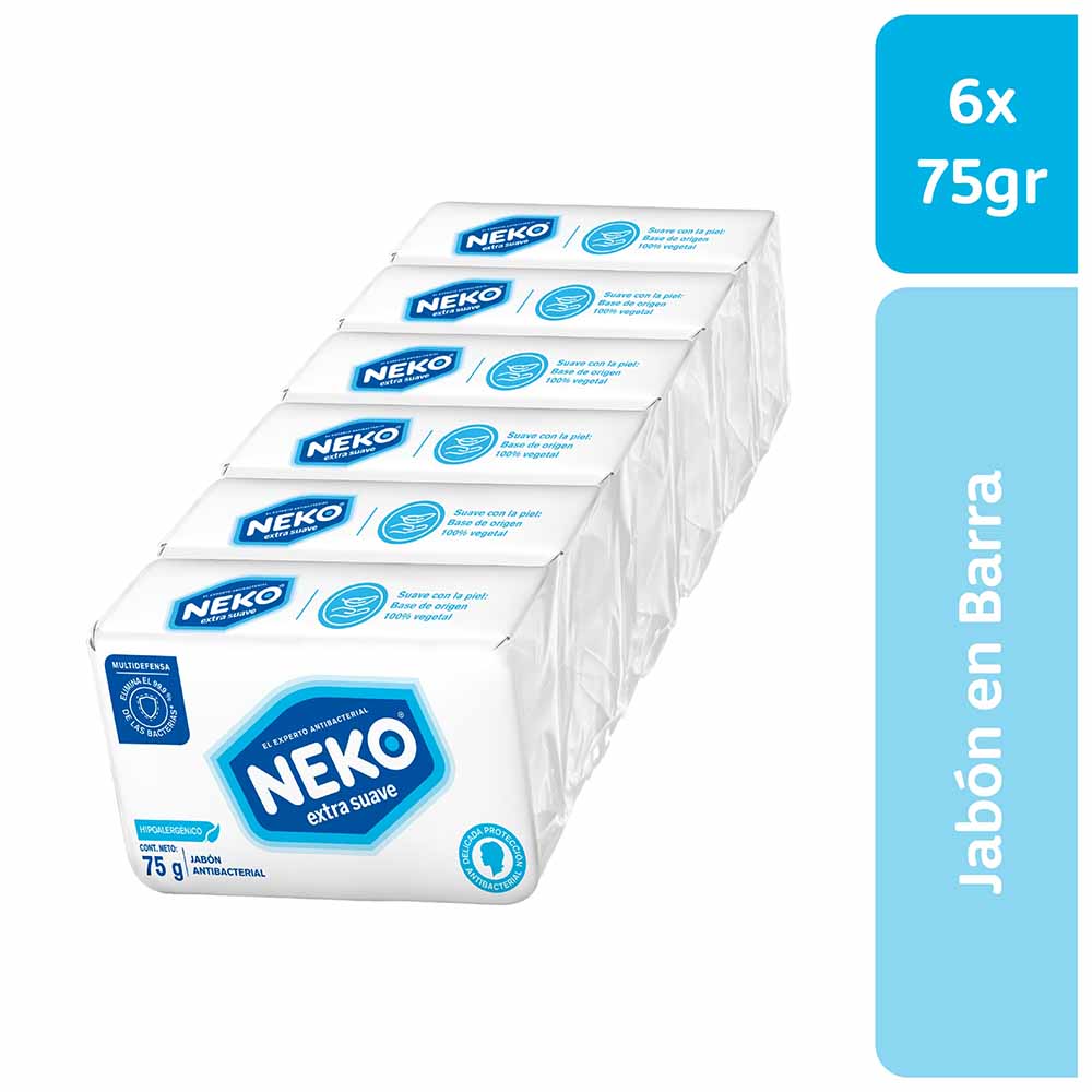 Jabón en Barra Antibacterial NEKO Extra Suave Paquete 6un