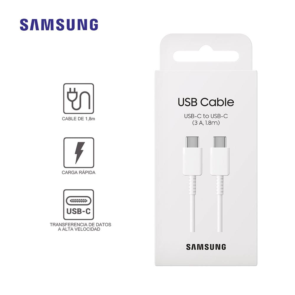 Cable Samsung Carga Y Datos S. Rápida Usbc-Usbc 3A 1.8 M Max 60W Blanco