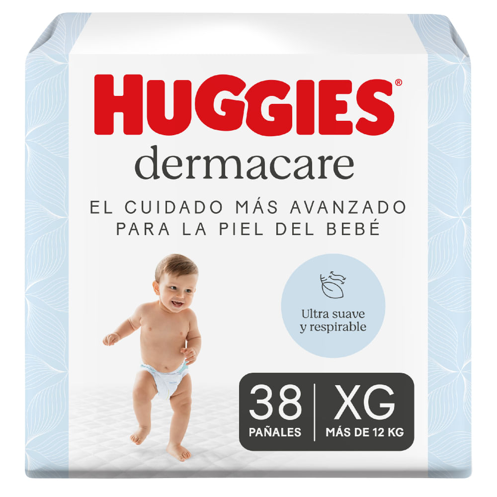 Pañales HUGGIES Dermacare Etapa 4/XG Cuidado Mas Avanzado para la Piel Paquete 38un