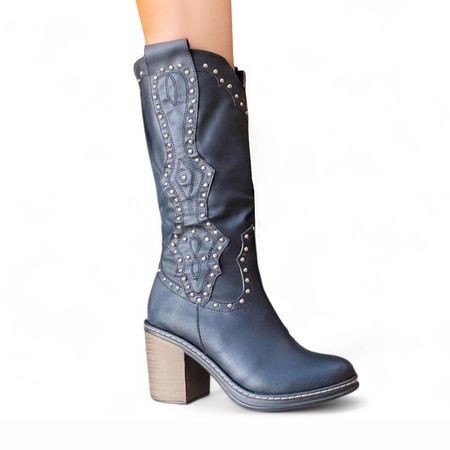 Bota Mujer Texana Perlas 1299 5C-95 Color Negro Talla 36