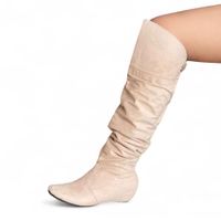 Bota Mujer Taco Incorporado 3 Gamuza 1299 5C-68 Color Beige