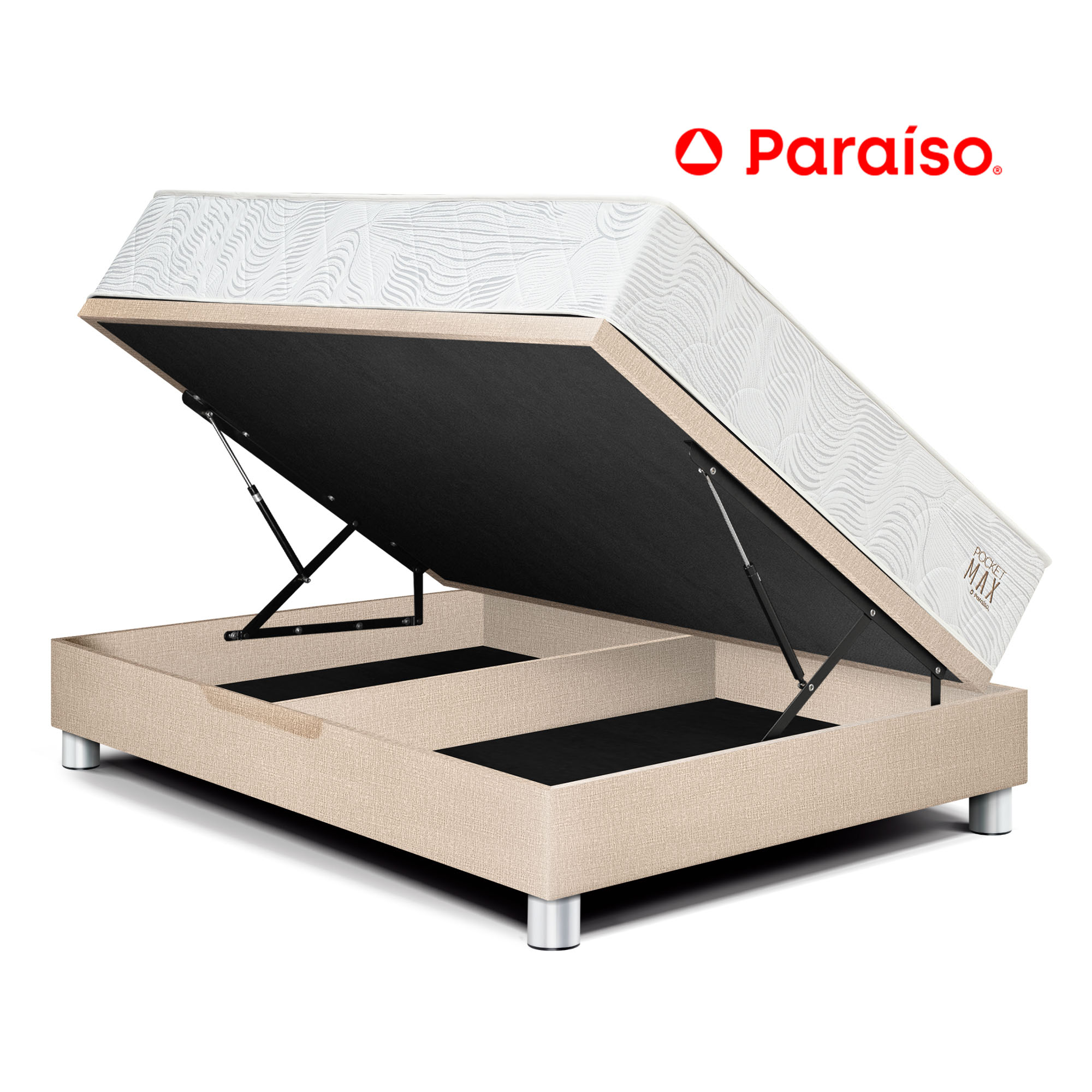 Cama Boxet PARAISO Pocket Max 1.5 Plazas Champagne