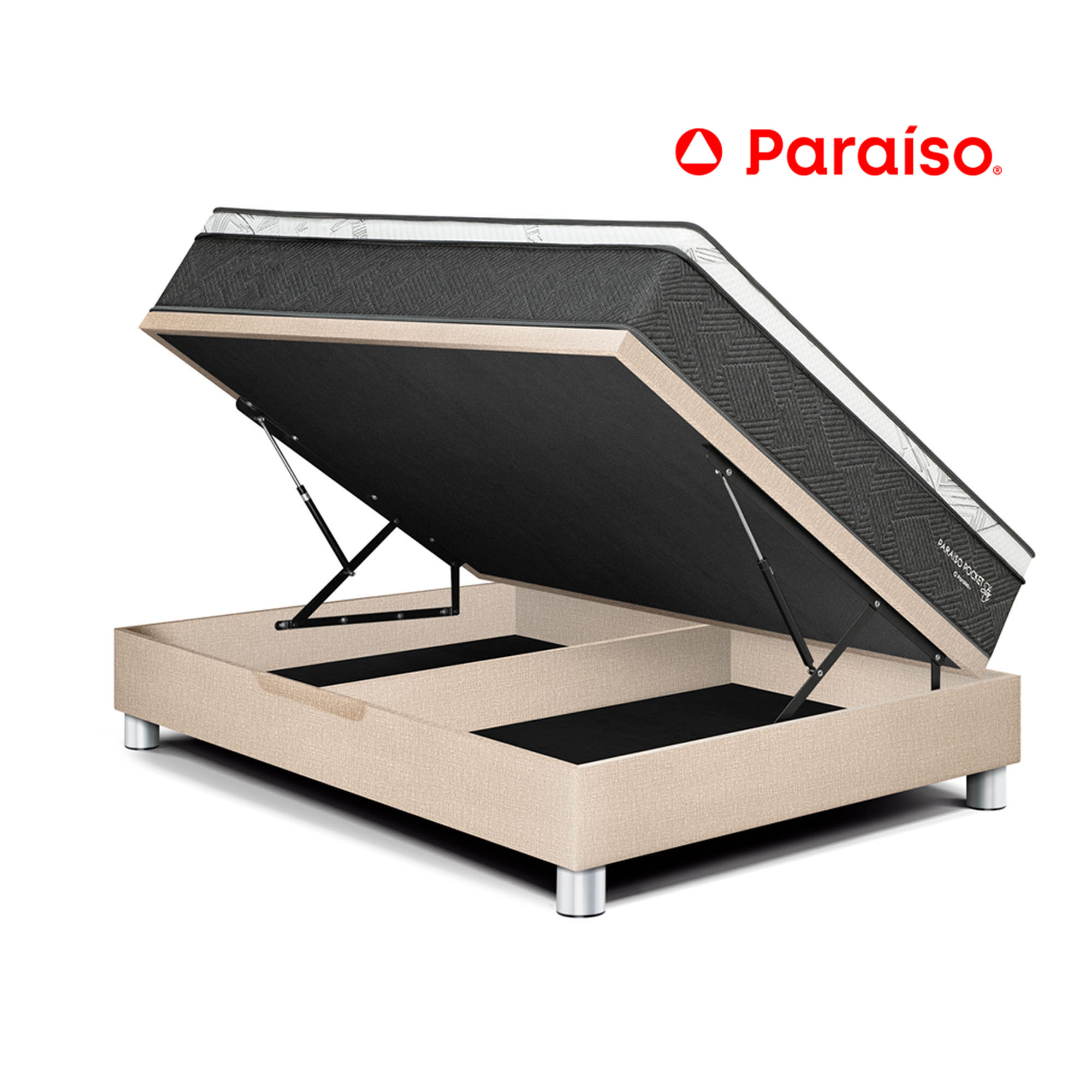 Cama Boxet PARAISO Pocket Star 1.5 Plazas Champagne