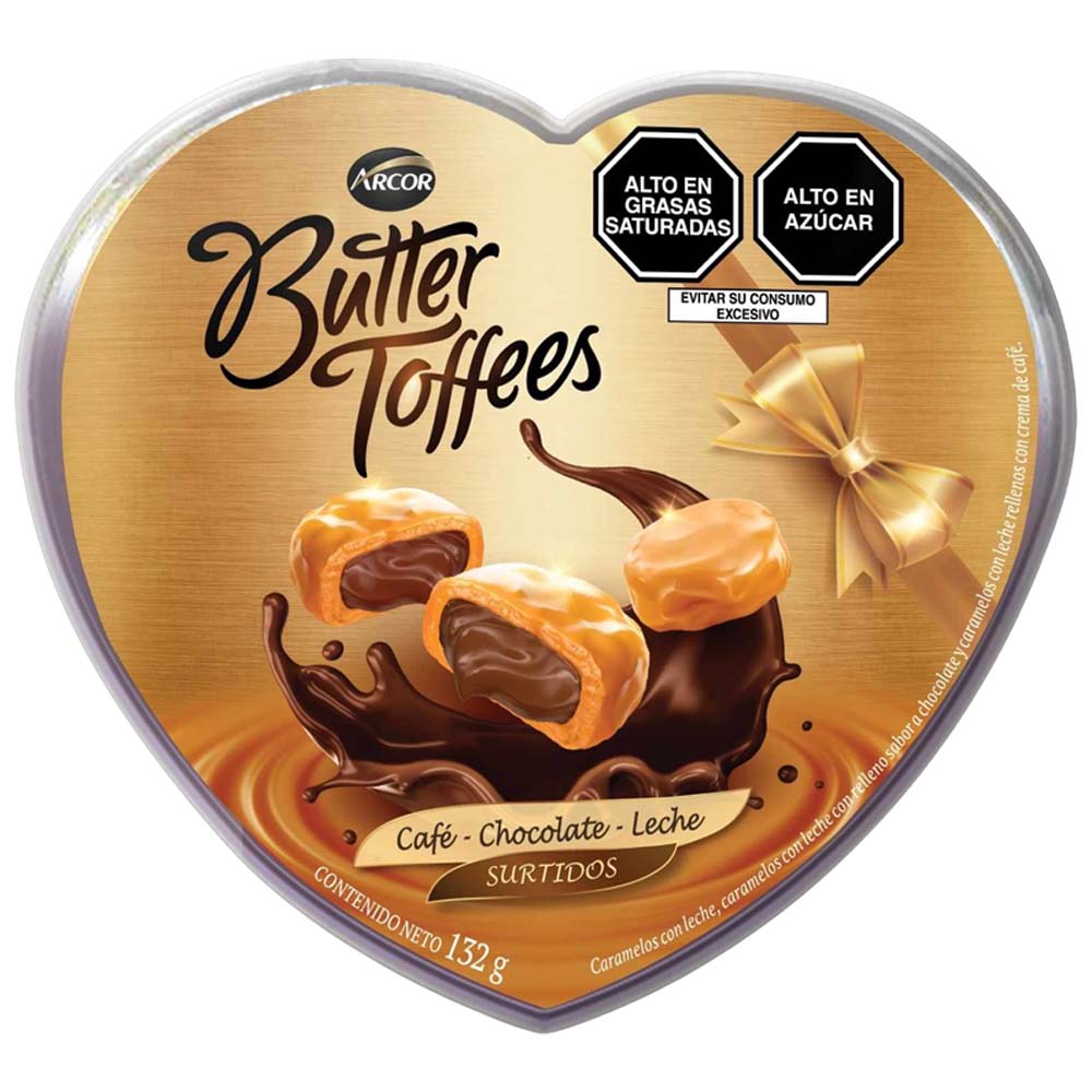 Toffees Surtidos ARCOR Butter Pote Corazón 132g