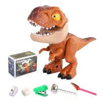 Dinosaurio Marrón  5 en 1 Sacapuntas, Lapiz, Borrador, Grapadora y Cinta Métrica