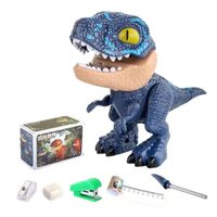 Dinosaurio Azul 5 en 1 Sacapuntas, Lapiz, Borrador, Grapadora y Cinta Métrica