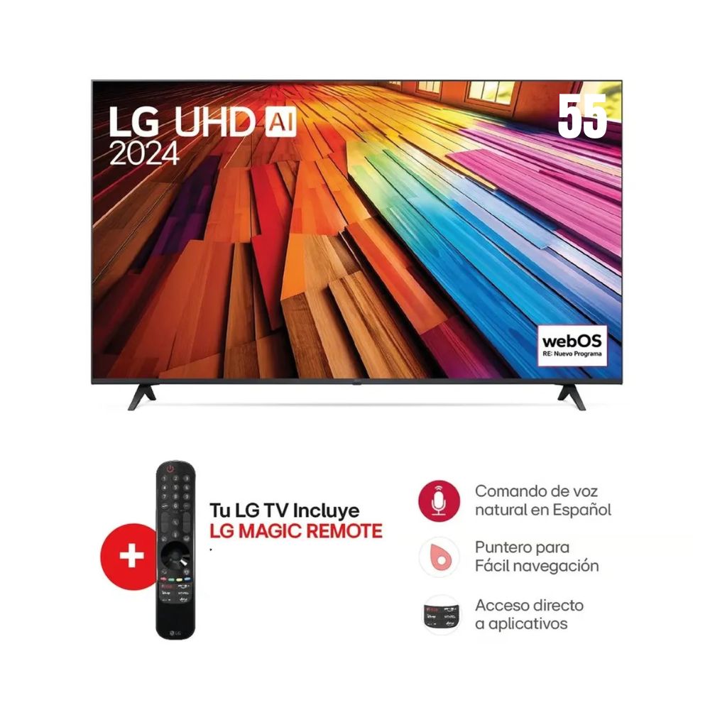 TELEVISOR LG 55' 4K ULTRA HD SMART TV THINQ AI 55UT8050PSB- NEGRO