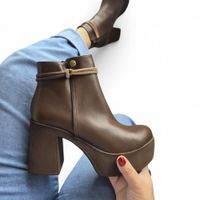 Bota Mujer Pu Taco 9 1177 5C-68 Color Marron