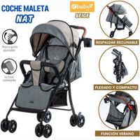 Coche de Paseo NAT Maleta con Cubre Pies Plegable Beige